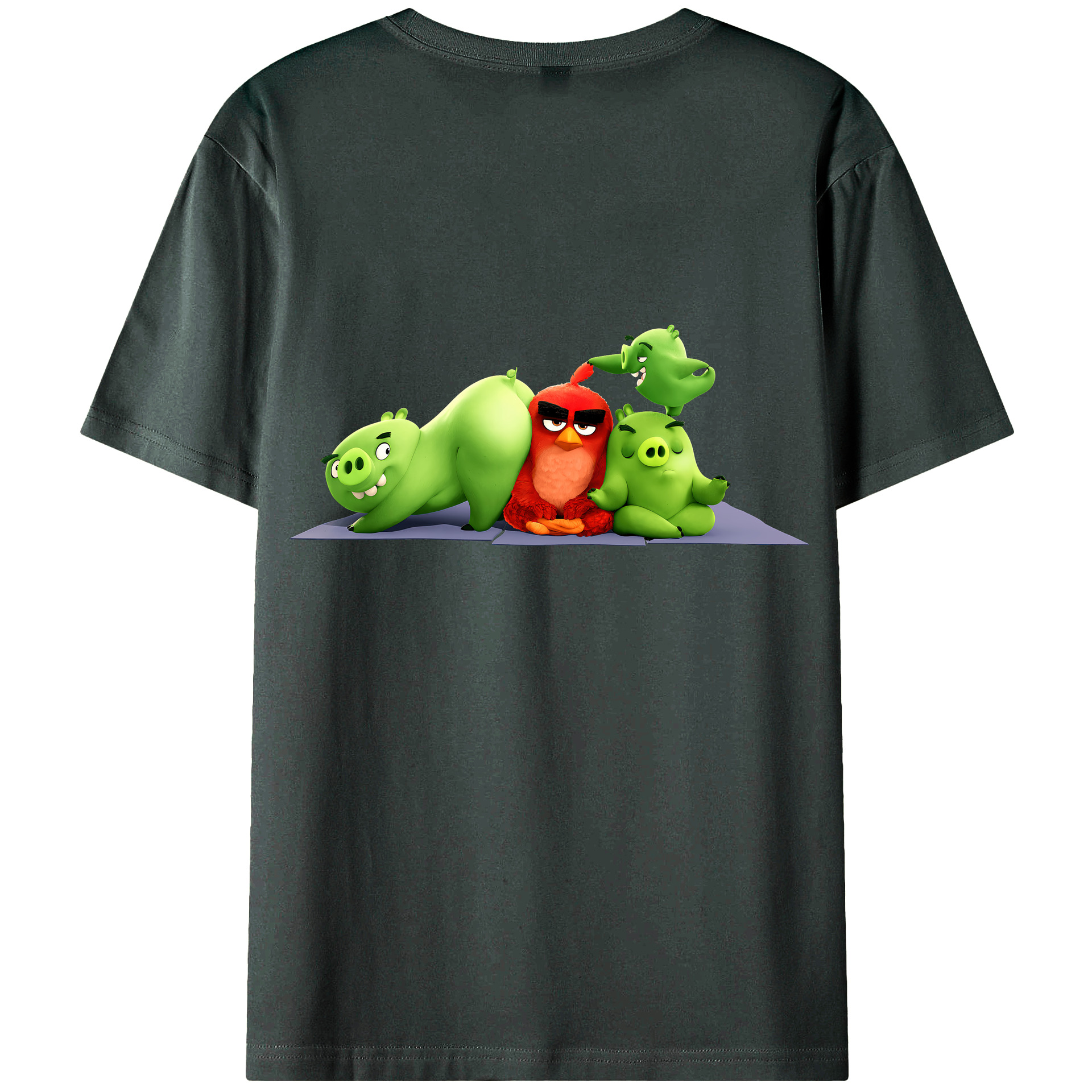 （画像用） Angry Birds アングリーバード 綿100％ メンズ半袖Tシャツ（バックプリント） 通気性